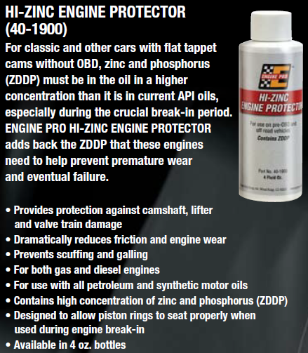 Engine Pro Hi-Zinc ZDDP Zinc Protective Engine Oil Additive Lube 4 oz Bottle
