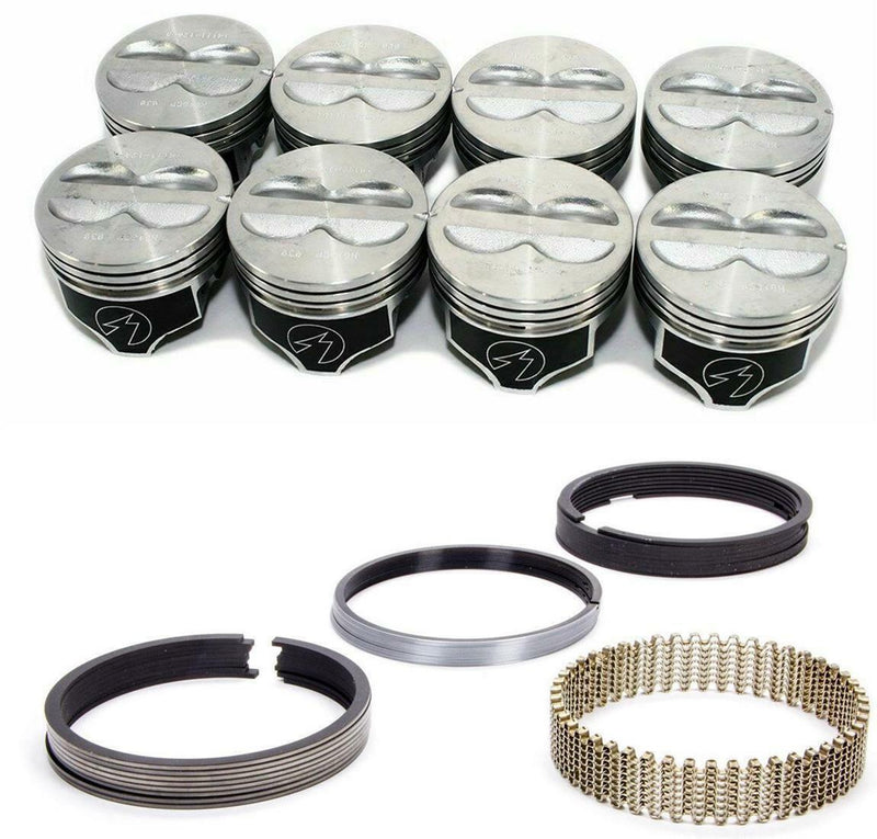 Speed Pro Chevy 400 Hyper Coated Flat Top 4VR Pistons Moly Rings Set .030"