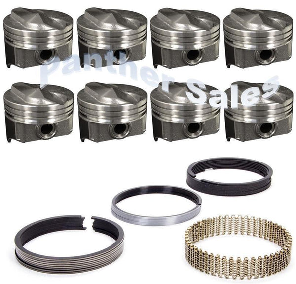 Chevy 7.4 454 Marine Hypereutectic Coated 20cc Dome Pistons Moly Rings Set .030"