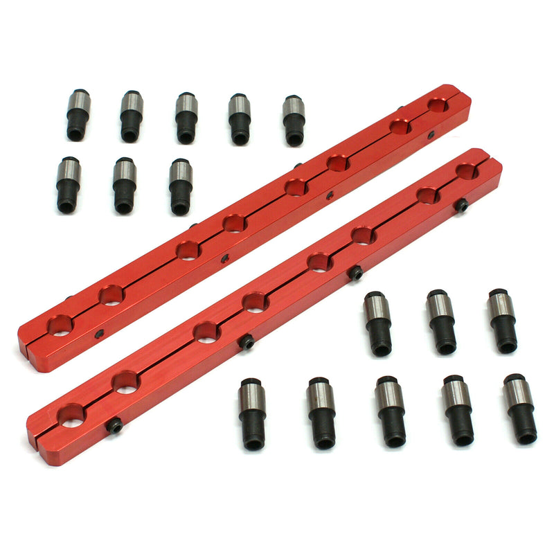 Chevy SBC 350 Rocker Stud Girdle Kit Red With 7/16" Polylock Nuts