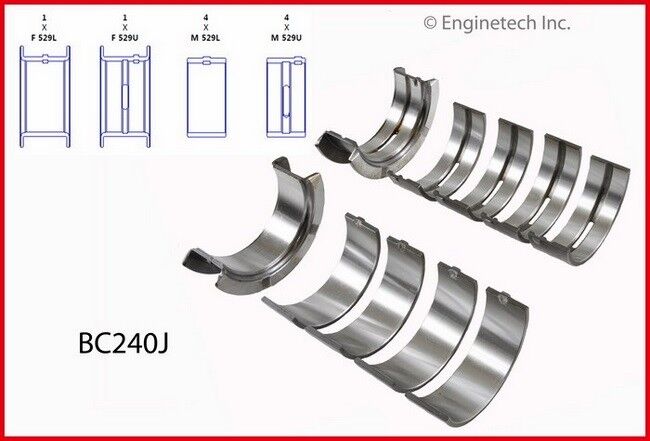 .010 Main Bearings Set for 1962-2001 Ford SBF 255 260 289 302 V8 4.2L 5.0L