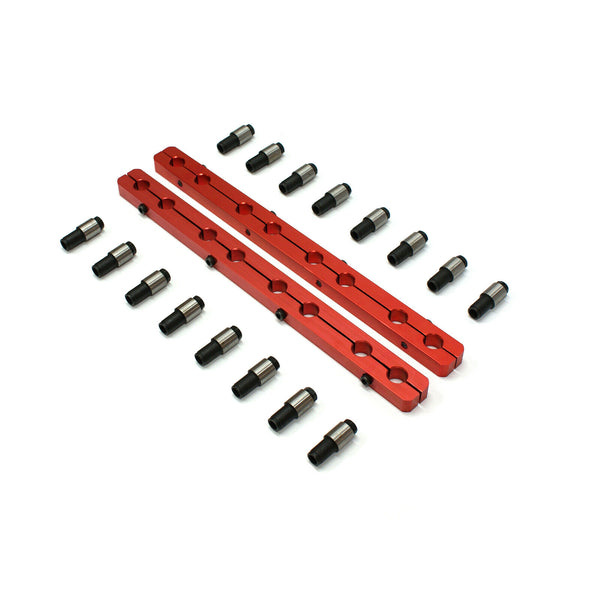 Chevy SBC 350 Rocker Stud Girdle Kit Red With 7/16" Polylock Nuts