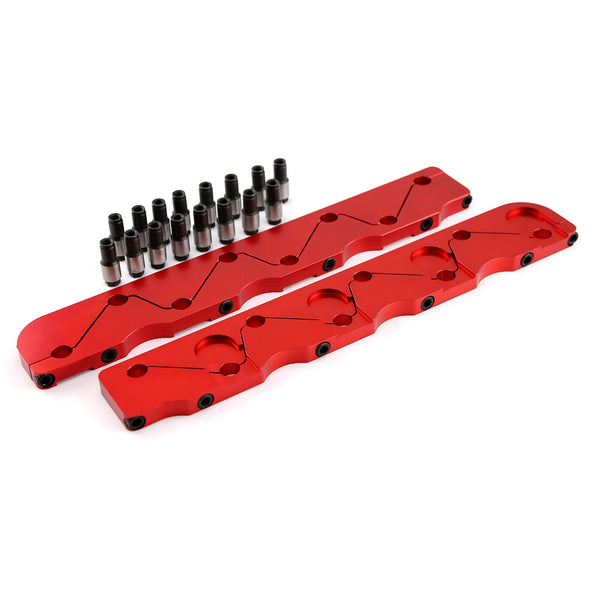 Chevy BBC 454 Rocker Stud Girdle Kit Red With 7/16" Polylock Nuts