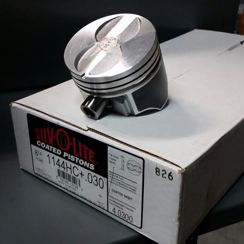 Silvolite Hypereutectic Flat Top Coated Pistons Moly Rings Ford 351W Set 8 .030