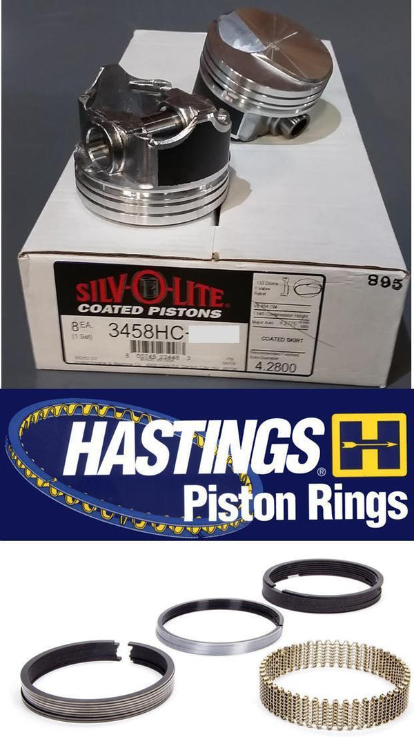 Chevy 7.4 454 Silvolite Hypereutectic Coated 10cc Dome Pistons Rings Set 8 .040"