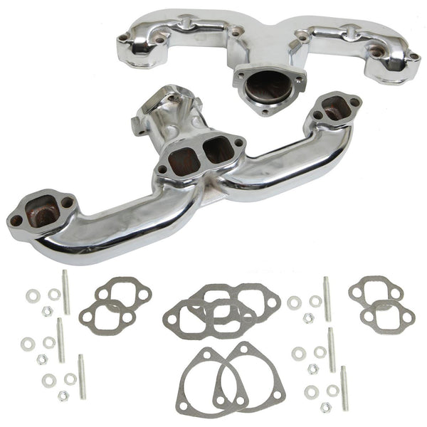 Cast Exhaust Manifolds - Chrome SBC 283 327 350 400