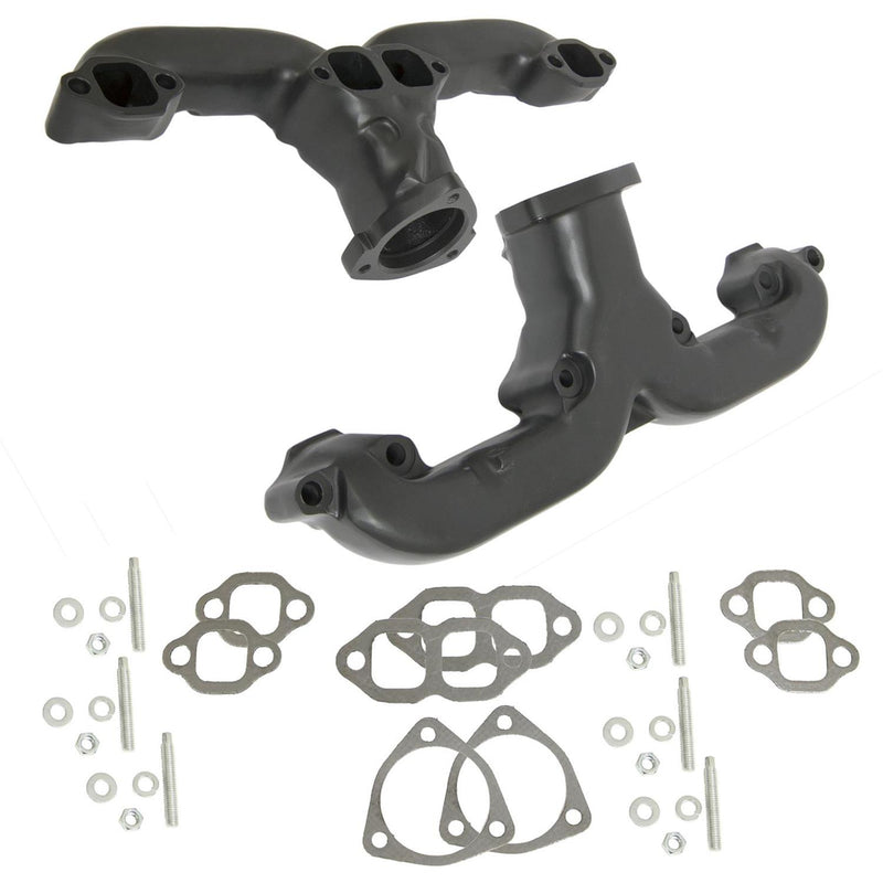 Cast Exhaust Manifolds - Black Ceramic SBC 283 327 350 400