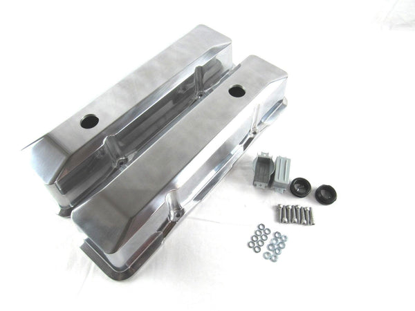 Small Block Chevy Tall Smooth Aluminum Valve Covers Retro Polished E41013P