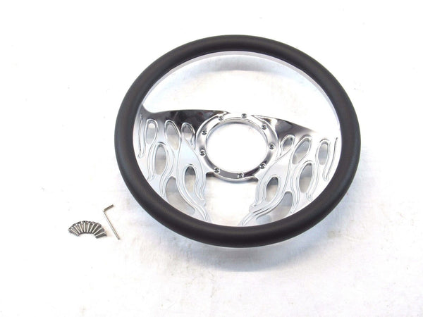 Billet Aluminum 14'' Steering Wheel Half Wrap Black Leather (9 Hole) S82002
