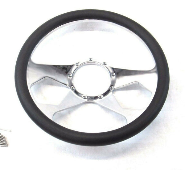 Billet Aluminum 14'' Steering Wheel Half Wrap Black Leather (9 Hole) S82008