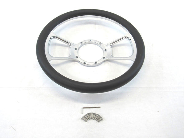 Billet Aluminum 14'' Steering Wheel Half Wrap Black Leather (9 Hole) S82022
