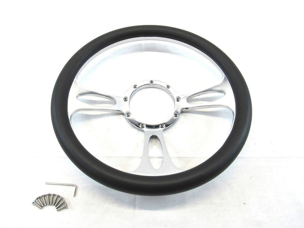 Billet Aluminum 14'' Steering Wheel Half Wrap Black Leather (9 Hole) S82024H