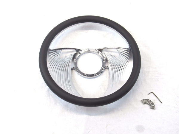 Billet Aluminum 14'' Steering Wheel Half Wrap Black Leather (9 Hole) S82005