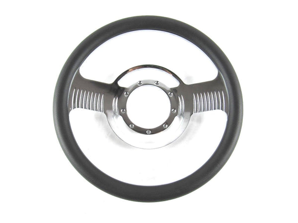 Billet Aluminum 14'' Steering Wheel Half Wrap Black Leather (9 Hole) S82012