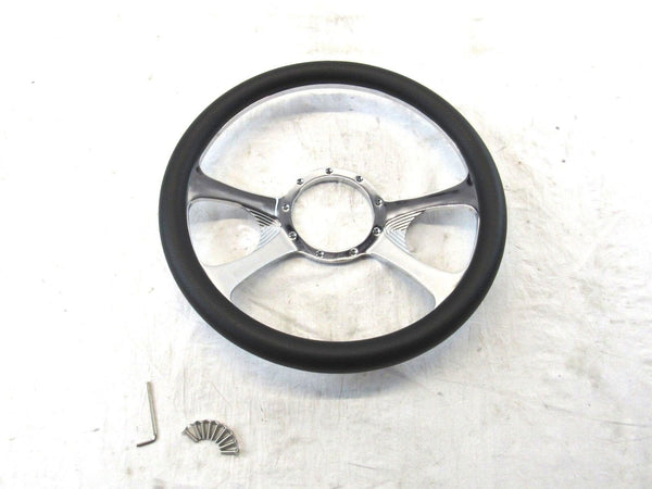 Billet Aluminum 14'' Steering Wheel Half Wrap Black Leather (9 Hole) S82009