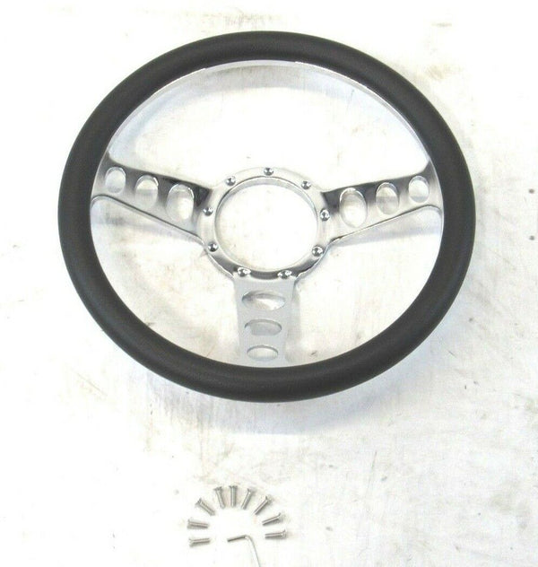 Billet Aluminum 14'' Steering Wheel Half Wrap Black Leather (9 Hole) S82013H