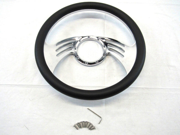 Billet Aluminum 14'' Steering Wheel Half Wrap Black Leather (9 Hole) S82027