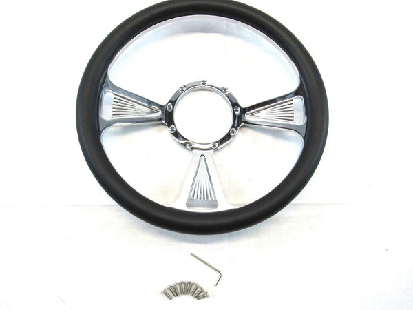 Billet Aluminum 14'' Steering Wheel Half Wrap Black Leather (9 Hole) S82007