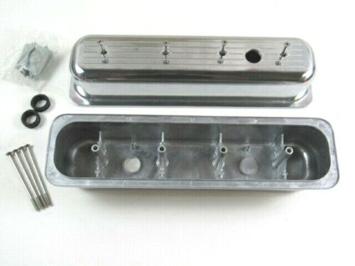 87-Up Chevy 327 350 Vortec Short Finned Valve Cover Set Polished E41027P