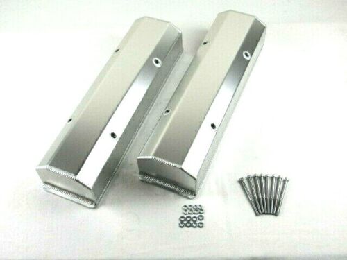 1958-87 Chevy 350 Fabricated Alum. Tall Valve Covers Clear Anodized E41302CA