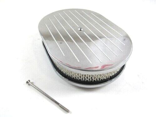 12'' Oval Ball Milled Aluminum Air Cleaner w/ Element Polished E40033P