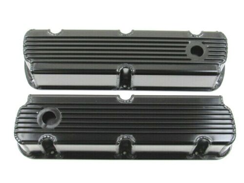 Small Block Ford 289 302 Fabricated Finned Valve Cover Set Black Ano BPE-2327BA