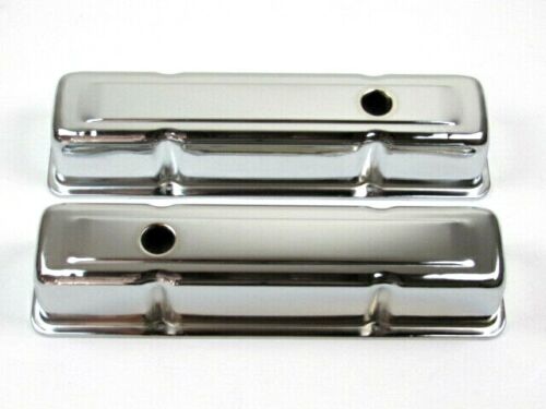 Chevy 283-327-350 Stamped Steel Tall Valve Cover Set Chrome E41503C