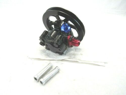 Cast Iron Power Steering Pump w/ 6.0" Aluminum V-belt Pulley Black BPS-6003