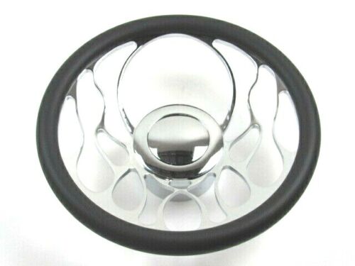 Aluminum Flames 14'' Steering Wheel w/ Column Adapter and Horn Button S82004HK