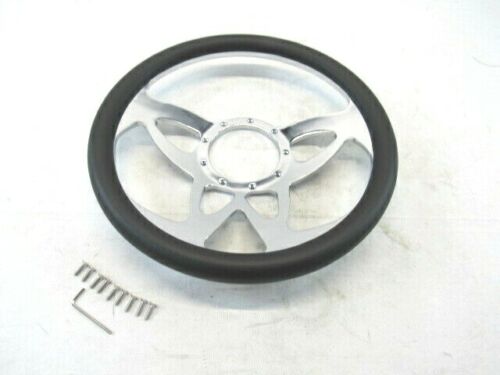 Aluminum 14'' Steering Wheel Half Wrap Black Leather (9 Hole) S82010