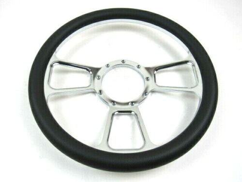 Billet Aluminum 14'' Steering Wheel Half Wrap Black Leather (9 Hole) S82019H