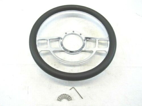 Billet Aluminum 14'' Steering Wheel Half Wrap Black Leather (9 Hole) S82028