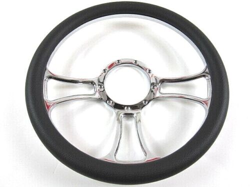 Billet Aluminum 14'' Steering Wheel Half Wrap Black Leather (9 Hole) S82015H