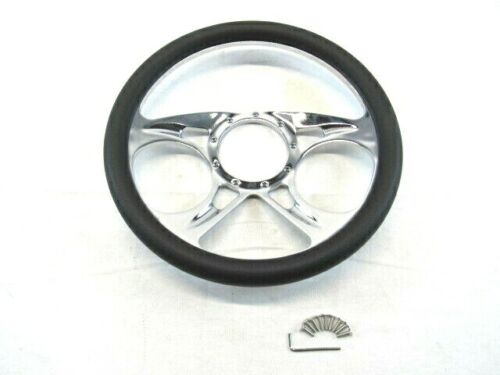 Billet Aluminum 14'' Steering Wheel Half Wrap Black Leather (9 Hole) S82006