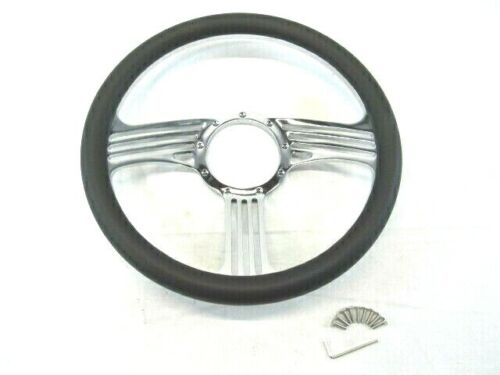 Billet Aluminum 14'' Steering Wheel Half Wrap Black Leather (9 Hole) S82023H