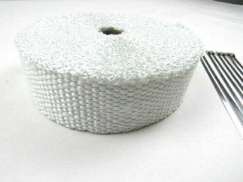 White Thermal Exhaust Header Wrap 2''x 33' w/ Ties BPH-9901