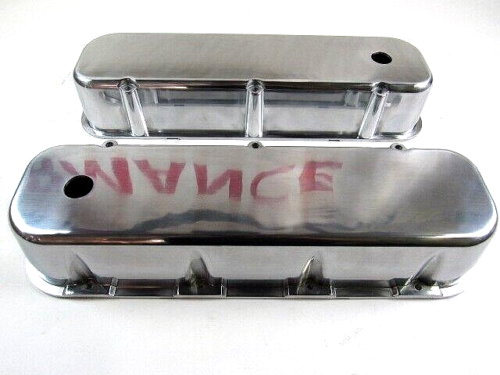 Chevy 396 454 502 Tall Smooth Aluminum Valve Covers w/ Hole Polished E41105P